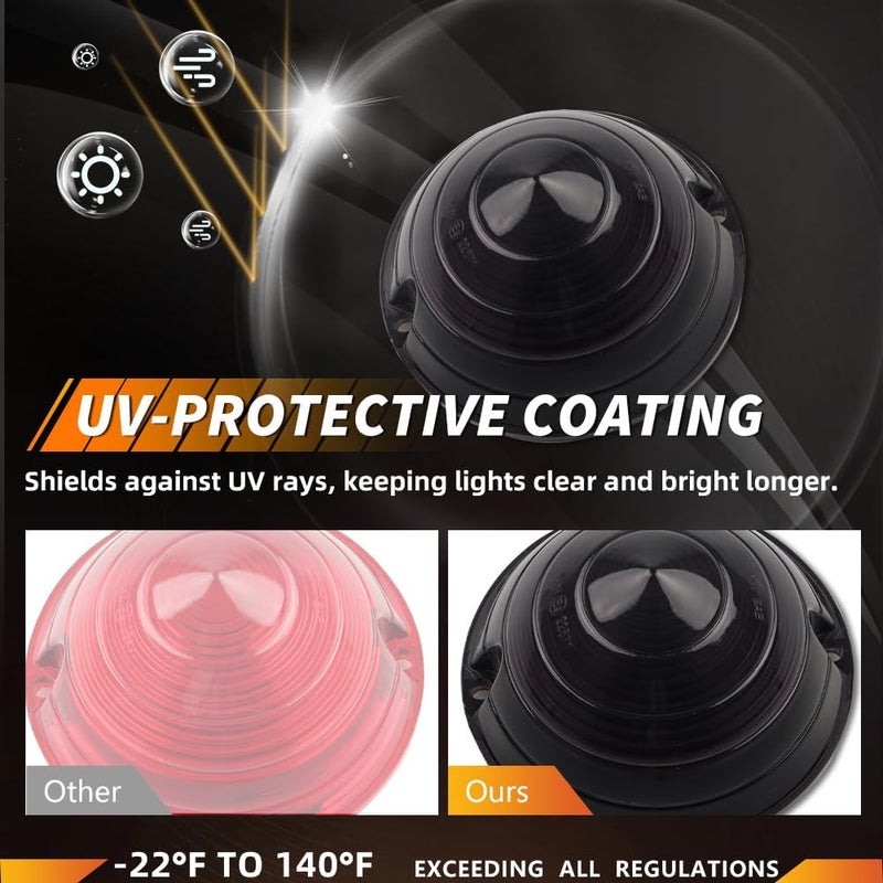 MOTRUM Tail Light Lens Compatible with Cadillac Commercial Chassis & Cadillac DeVille 1958, [DOT] [IP67 Waterproof] Tail Lamp Lens (Left + Right), 1 Pair, Smoked Lens - Image 3